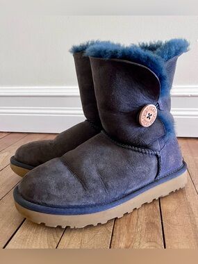 UGG BAILEY BUTTON II Navy Shearling-lined